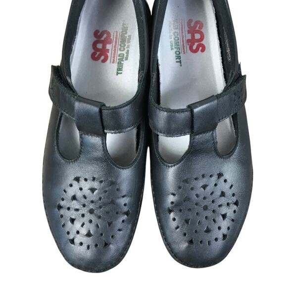 SAS Willow Leather Loafer Women Sz 9N Black Cutout Tripad Comfy Retro Made USA - Picture 10 of 15